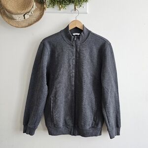 Calvin Klein Men’s Full Zip Knit Sweater Gray Size M Embroidered Logo